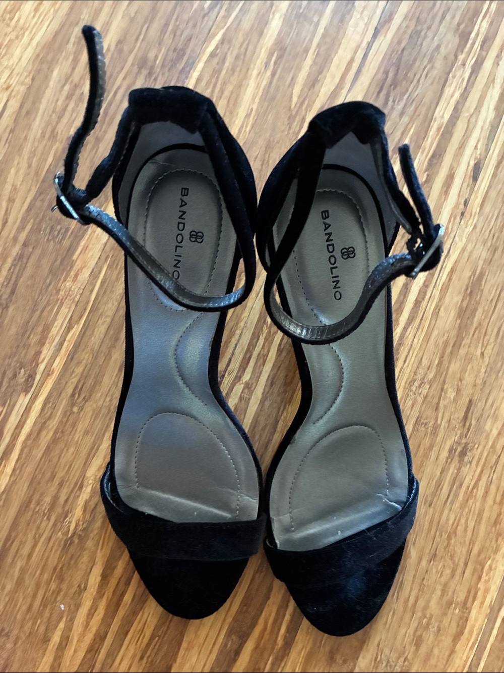 Bandolino Black Open-Toe Ankle-Strap Heels